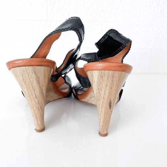 Latitude Femme Womens Patent Leather Wedge Heel Sandals Black Size 36.5 - Picture 3 of 8